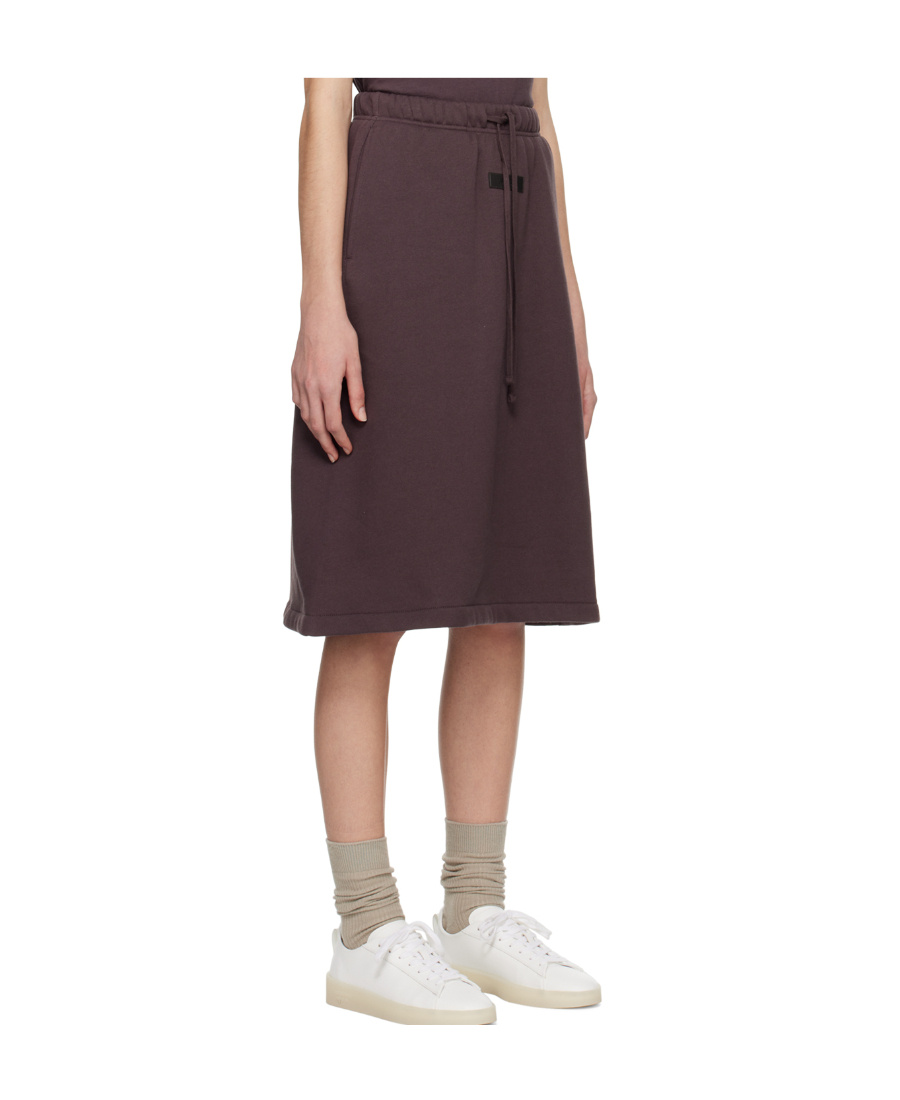 Essentials Purple Drawstring Midi Skirt In Black