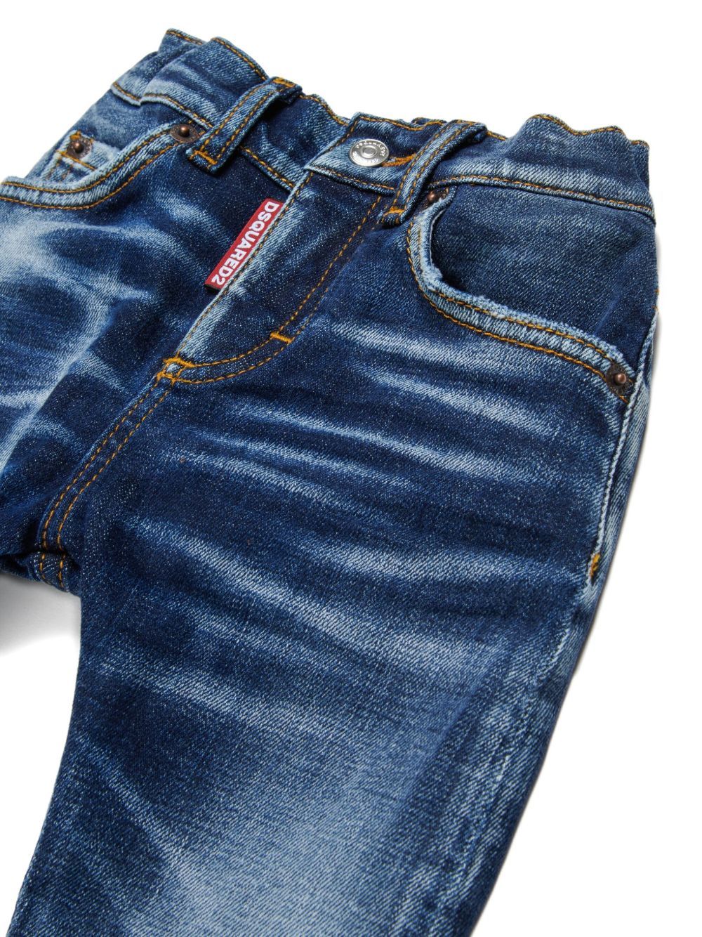Dsquared2 Kids Logo Patch Shaded Slim Fit Jeans In Blue