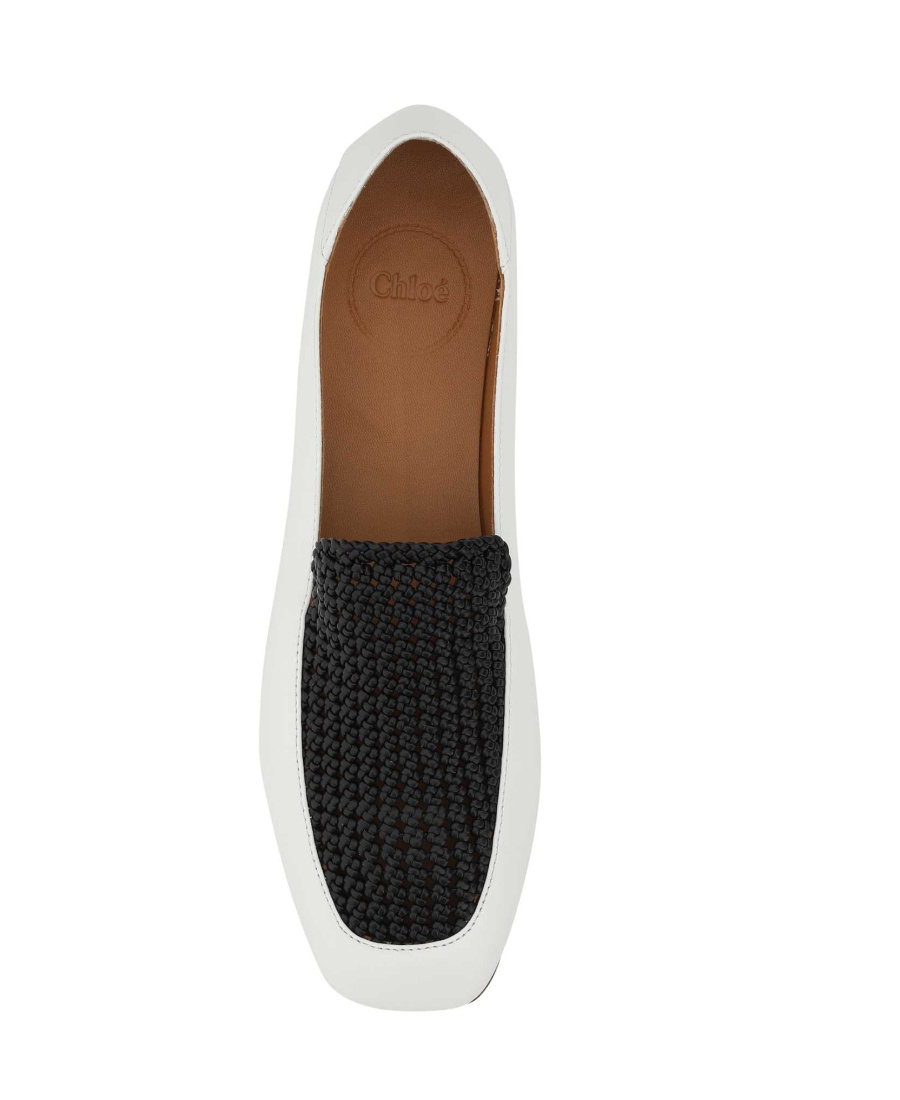 Chloé Olene Two-tone Loafers In White Leather In White
