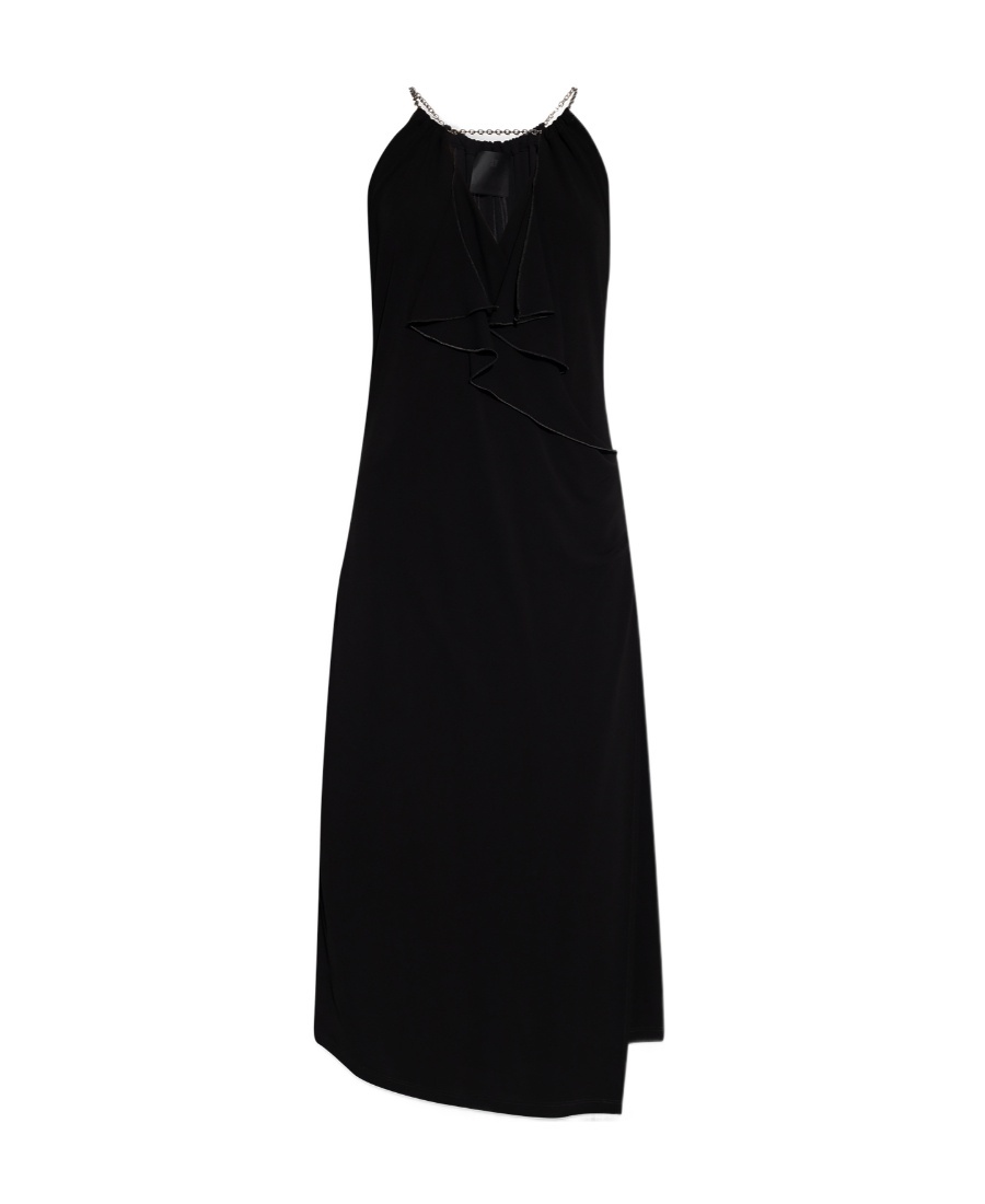 Givenchy Viscose Dress With Embellished Neckline And Draped Detailing In Black
