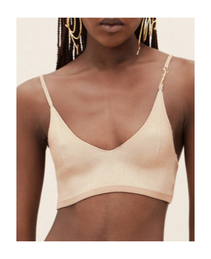 Jacquemus Pralu Logo-plaque Crop Top In Nude