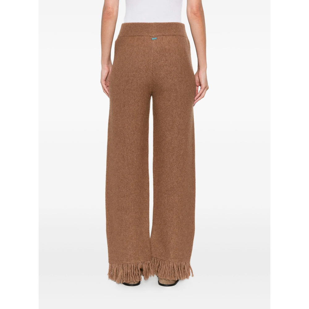 Alanui Fringed Knitted Trousers In Brown