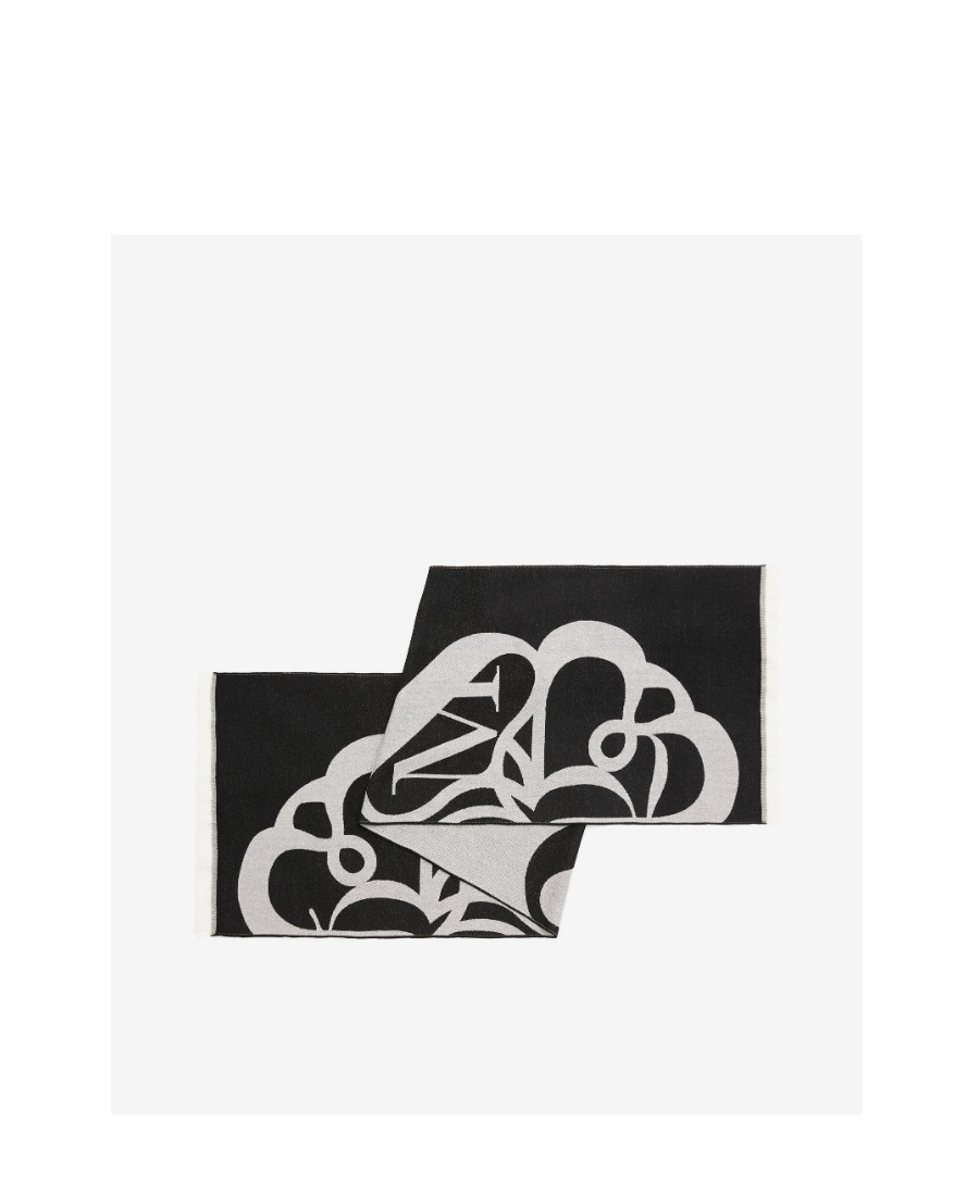 Alexander Mcqueen Monogram Wool Scarf In Black