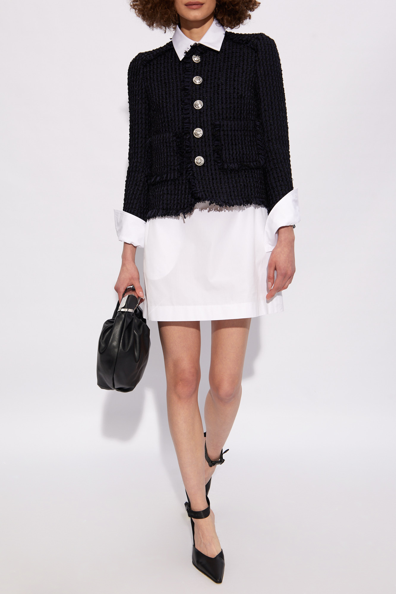 Dsquared2 Manhattan Bouclé Jacket With Adjustable Straps In Black