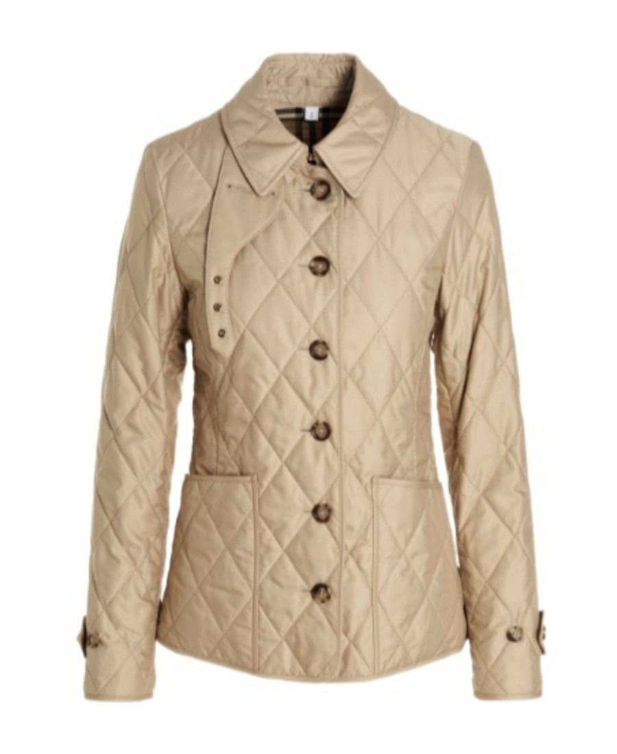 Burberry Quilted And Folded Collar Cotton Dress In Nude