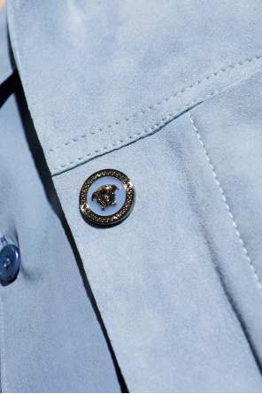 Versace Medusa-plaque Button-up Jacket In Blue