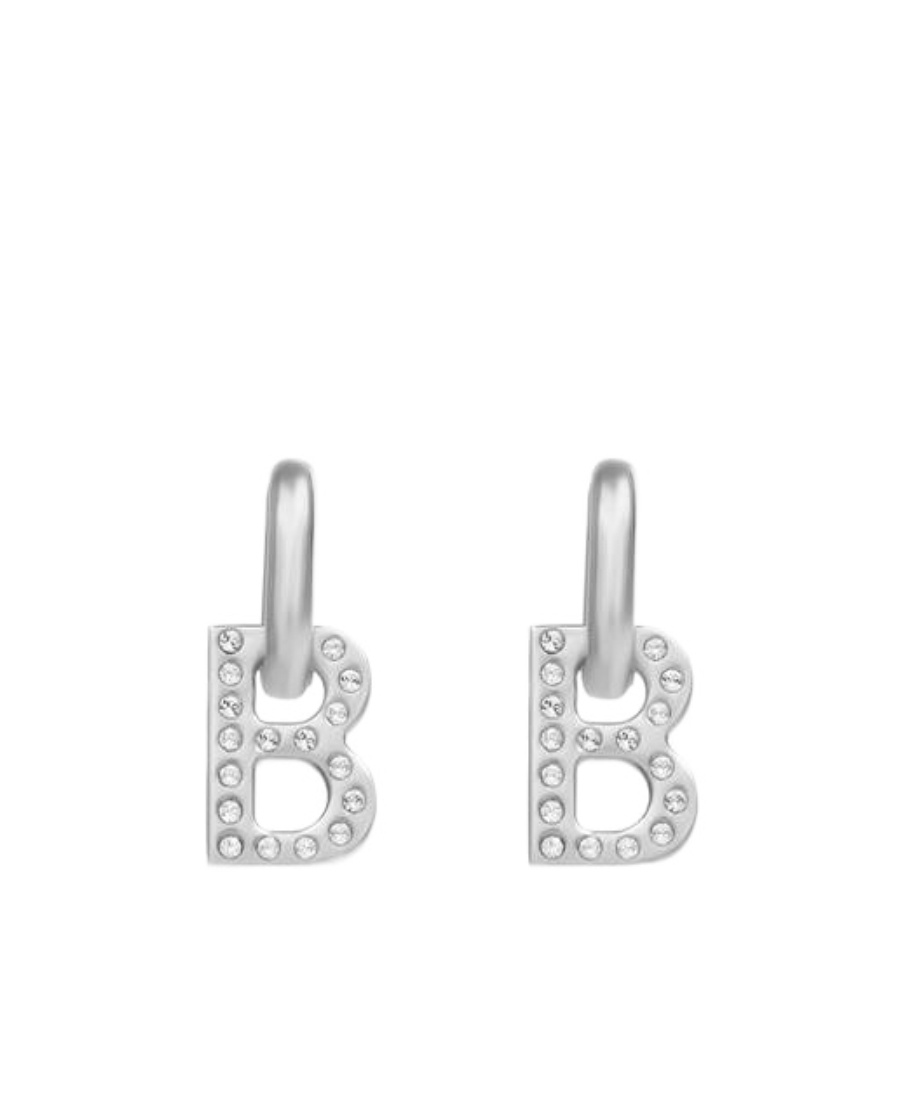Balenciaga Xs B Chain Drop Earrings In White