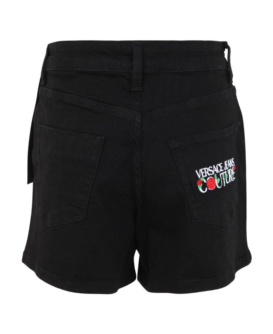 Versace Jeans Embroidered-logo Mini Shorts In Black