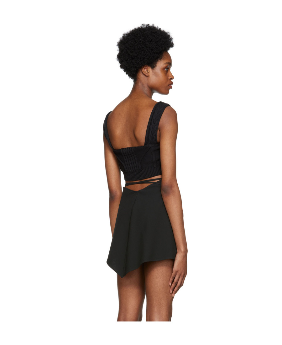 Shop Attico Twisted Knitted Halter Vest In Black