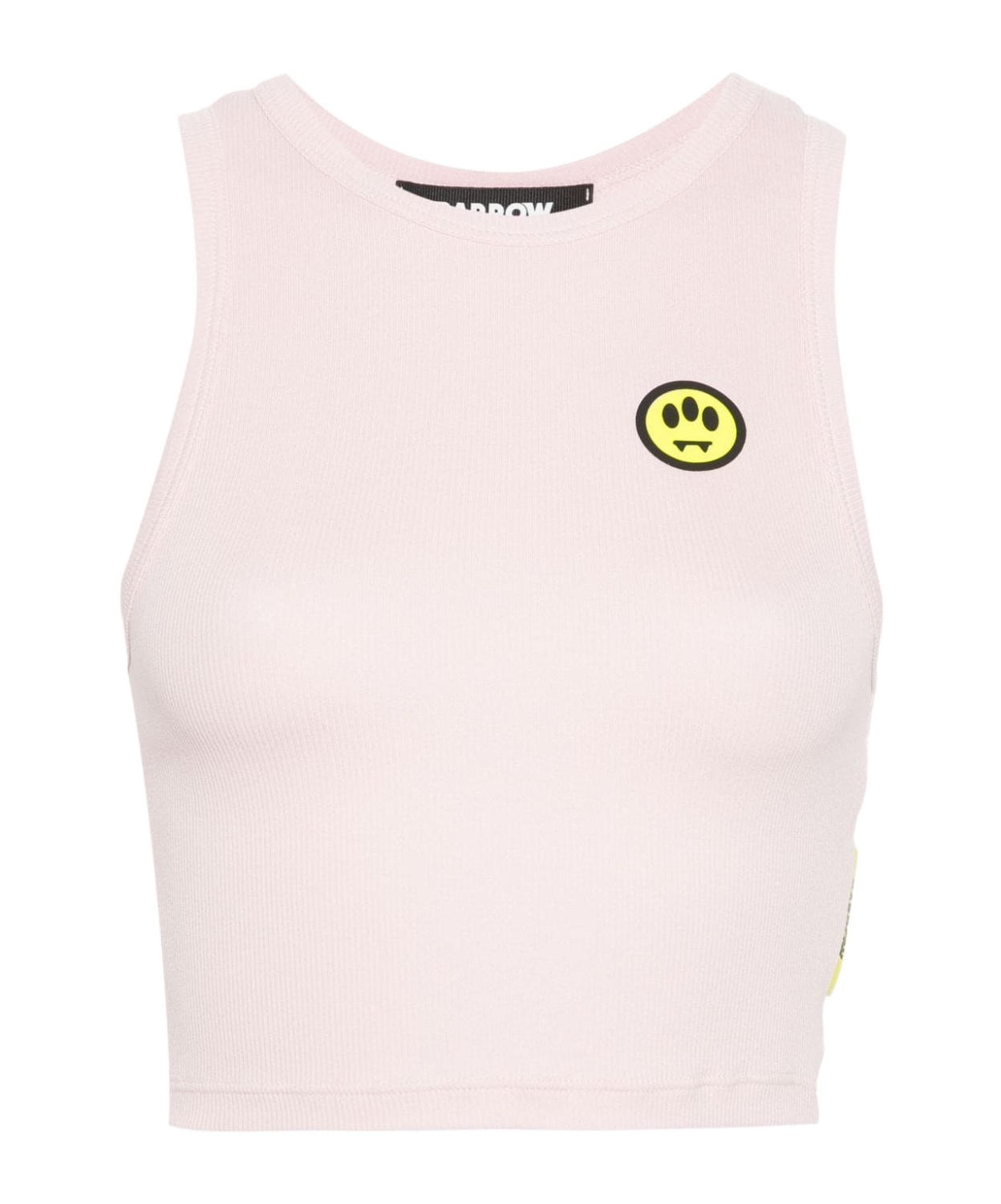 Barrow Dove Grey Crop Top With Logo In Pink