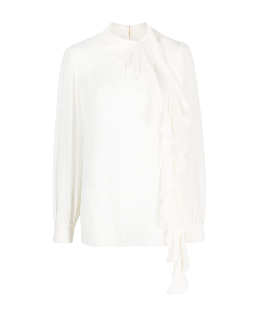 Dolce & Gabbana Silk-georgette Blouse With Ruffles In White