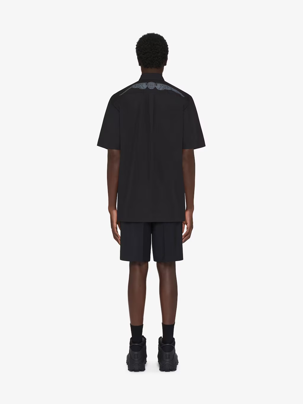Givenchy Black Shirt With Wings Logo Print In Black