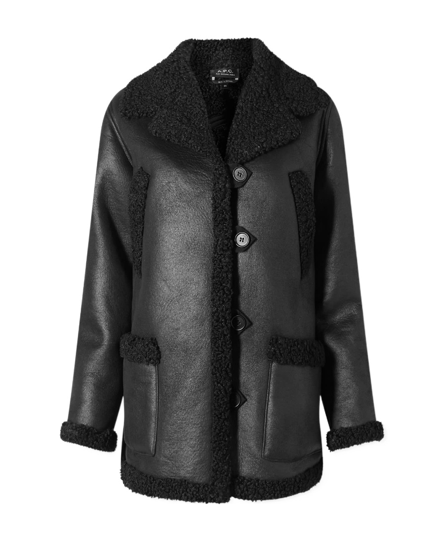 Apc Faux-leather Shearling Jacket In Black