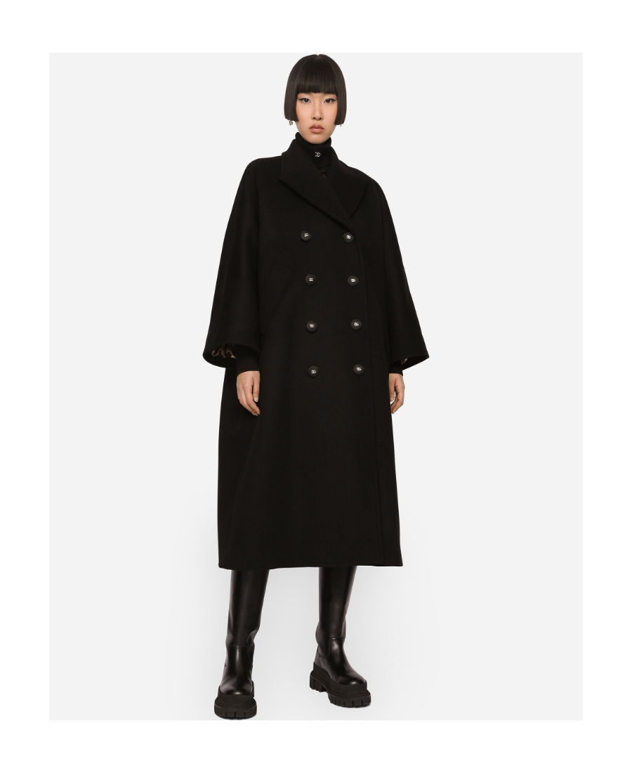 Dolce & Gabbana Long Double-breasted Coat In Black