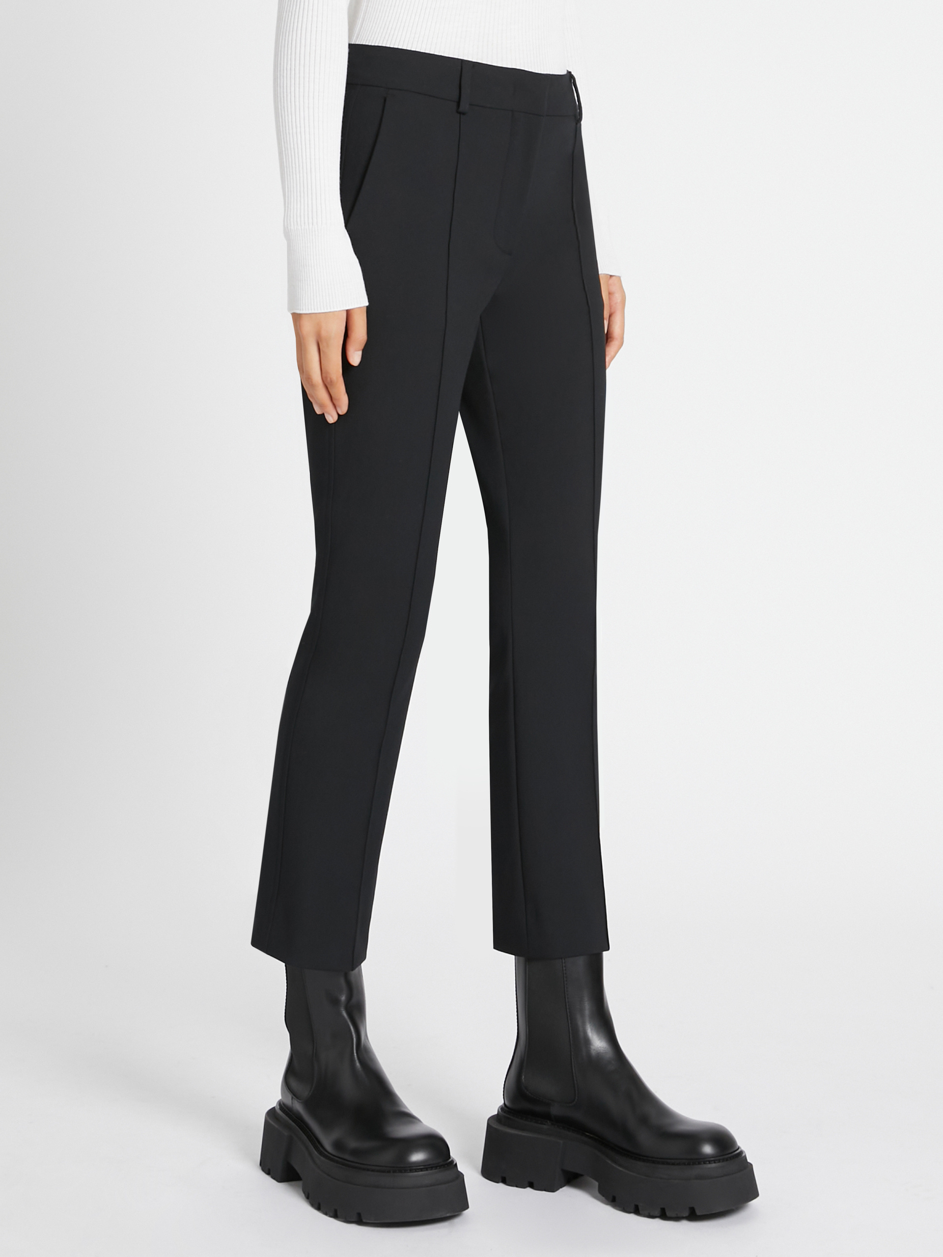Max Mara Fatina Slim-fit Stretch Cotton And Viscose Trousers In Black