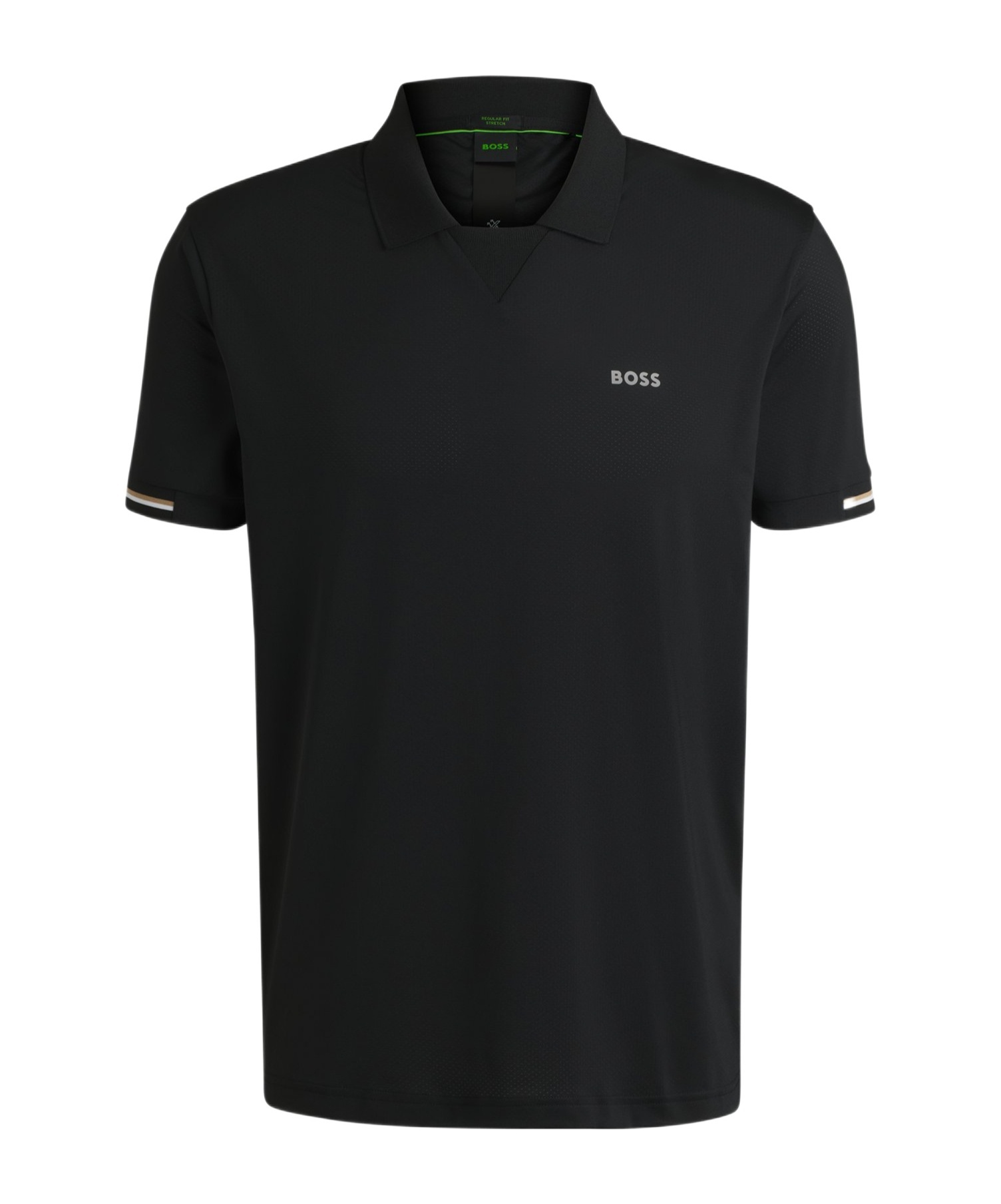 Hugo Boss Boss  Modern Placket Stretch Mesh Polo Shirt In Black