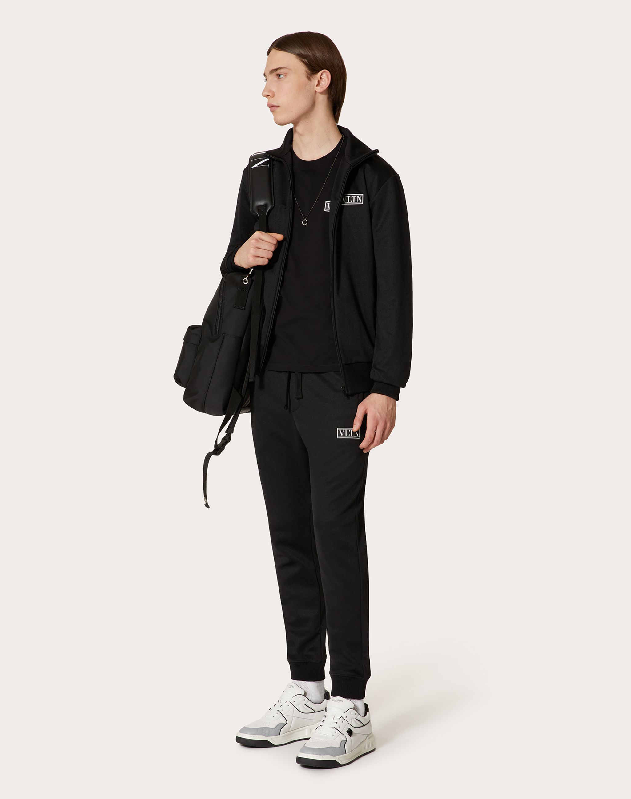 Valentino Logo-patch Zipped Sweatshirt In Black