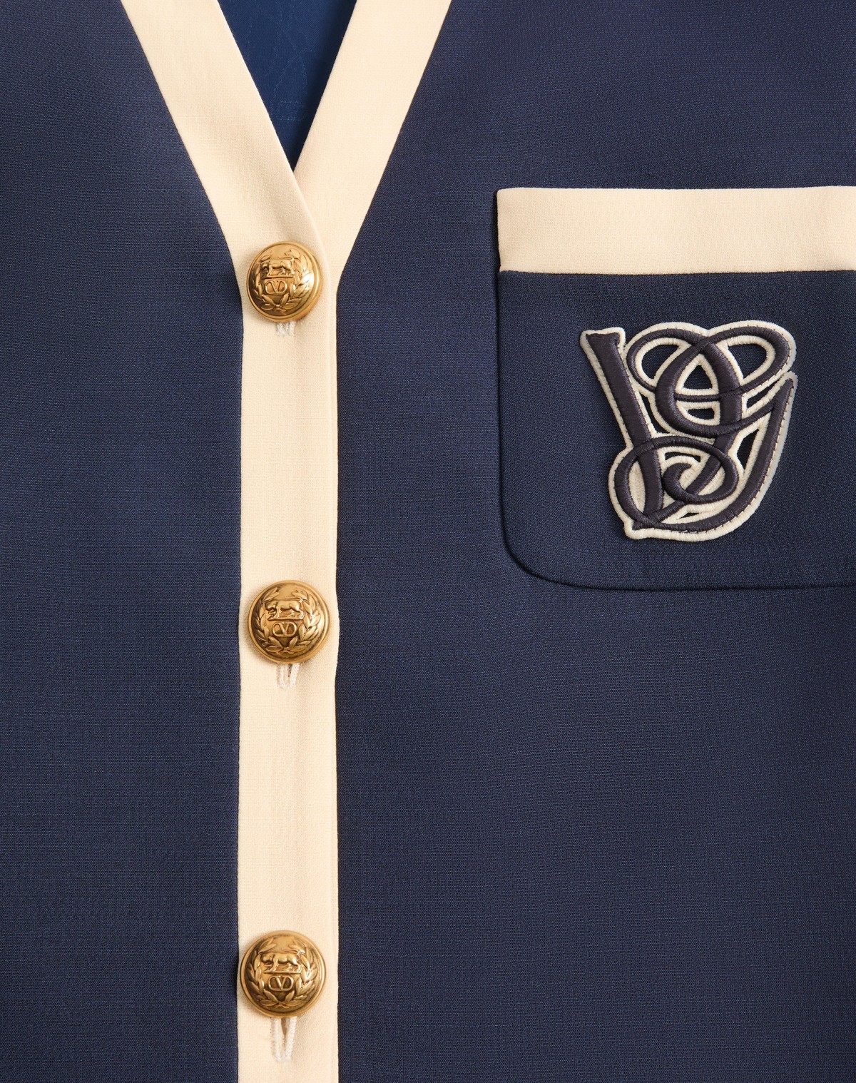 Valentino V-neck Wool Blend Blazer With Front Pocket
