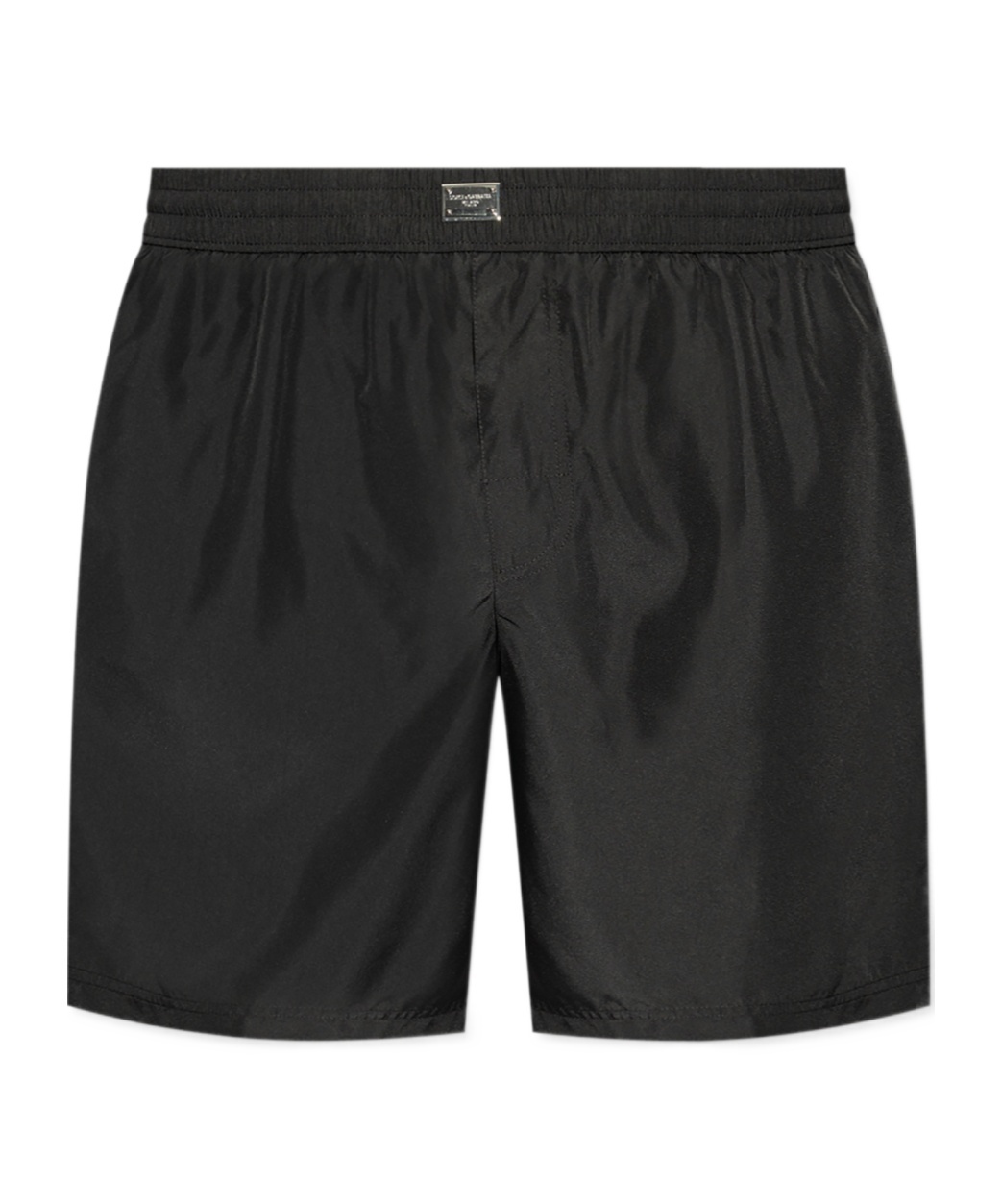 Dolce & Gabbana Logo Plaque Short Swimsuit In Black