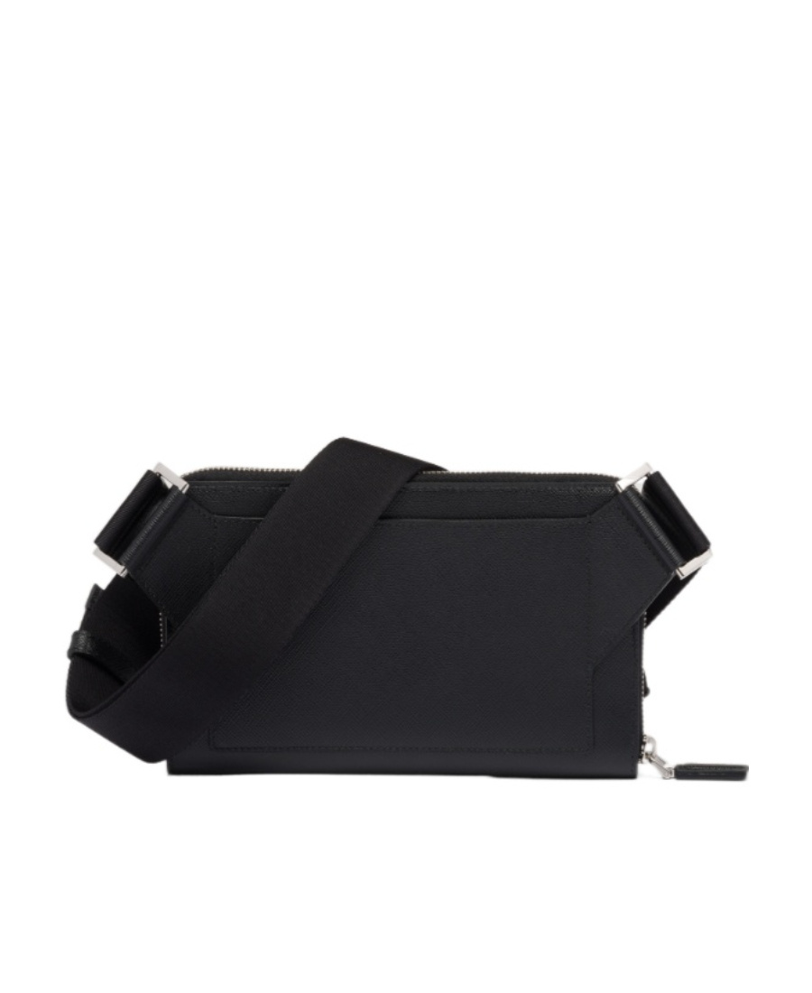 Prada Logo Plaque Zipped Crossbody Bag In Black