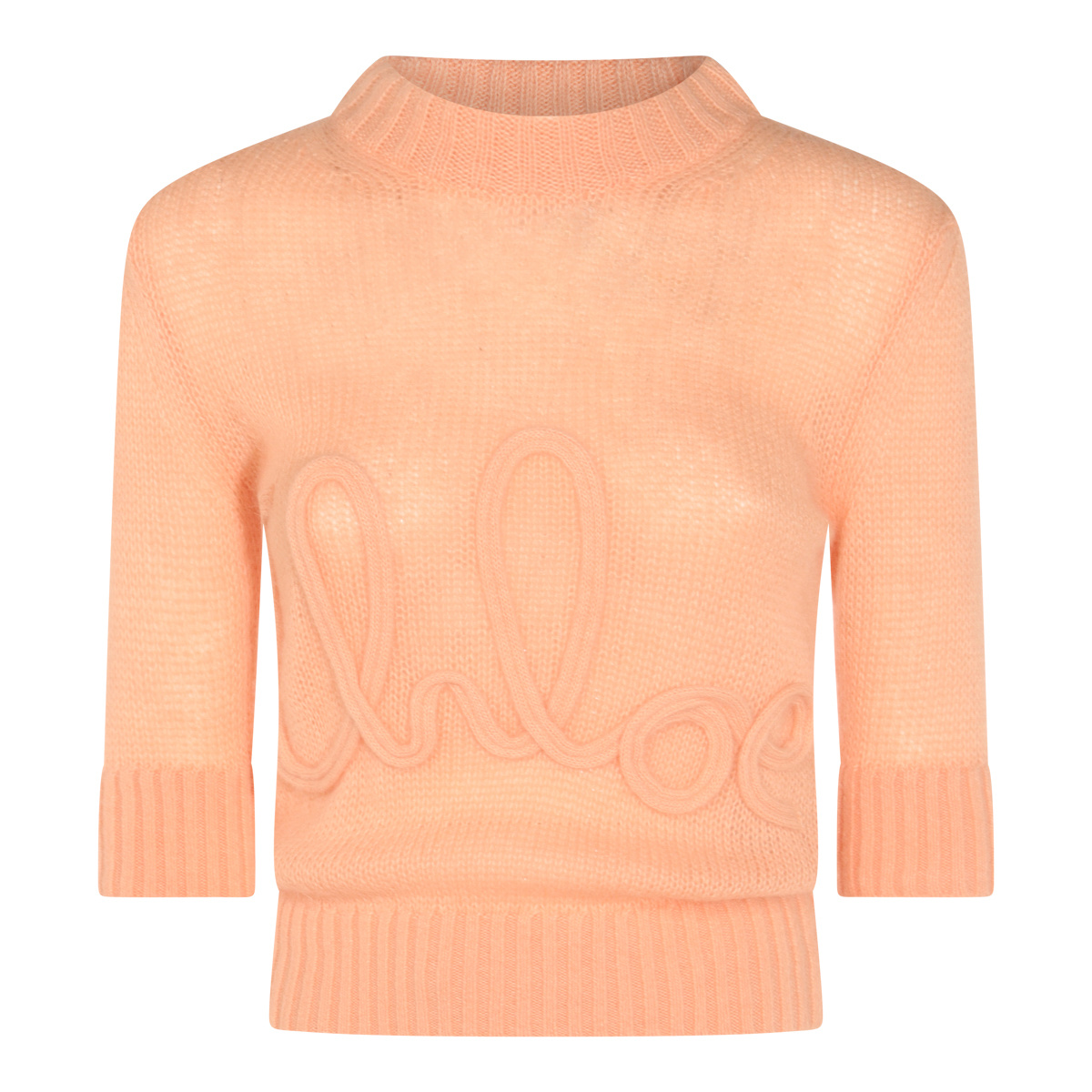 Chloé Wool And Silk Logo-applique Top In Orange
