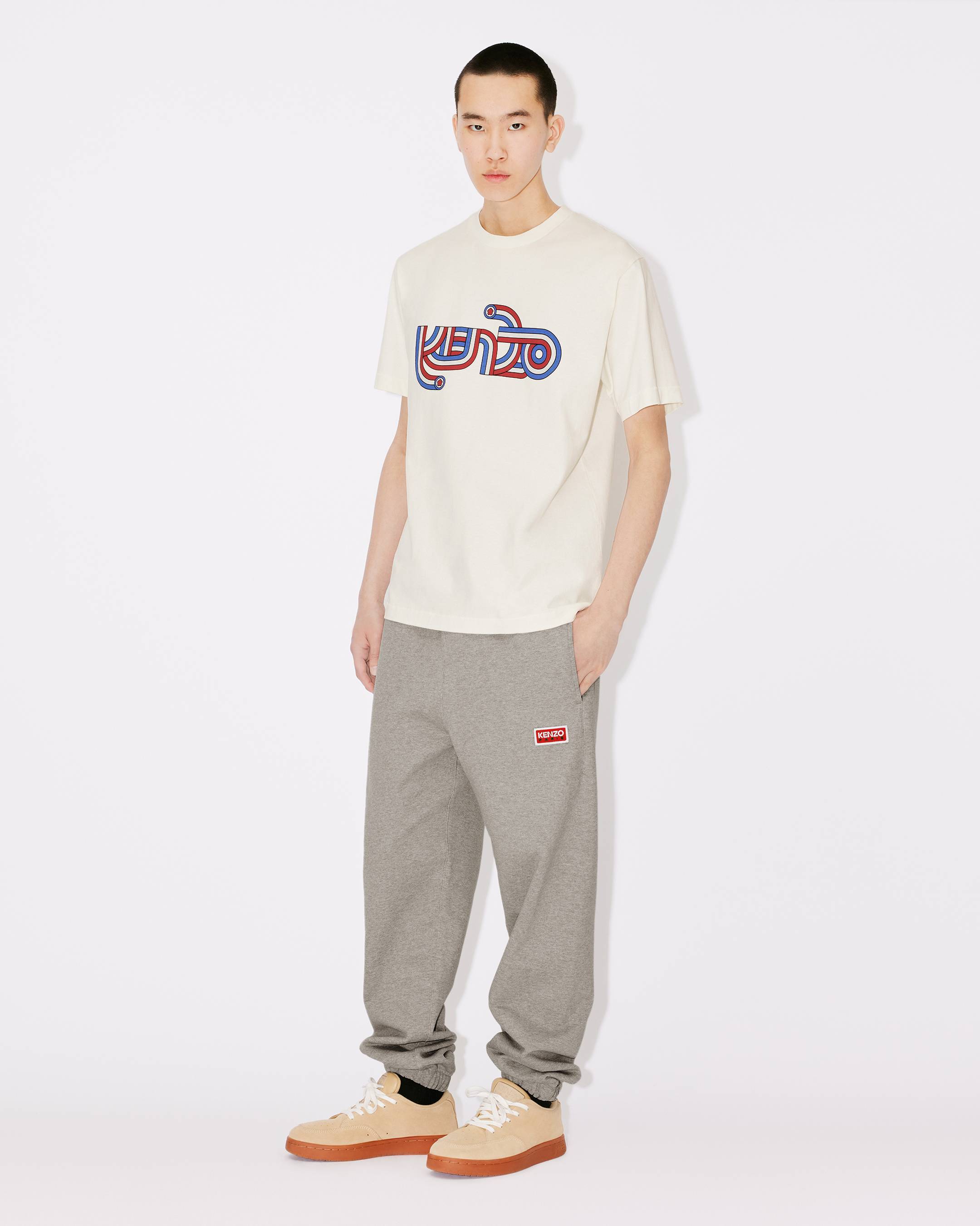 Kenzo Logo-patch Trousers In Gray
