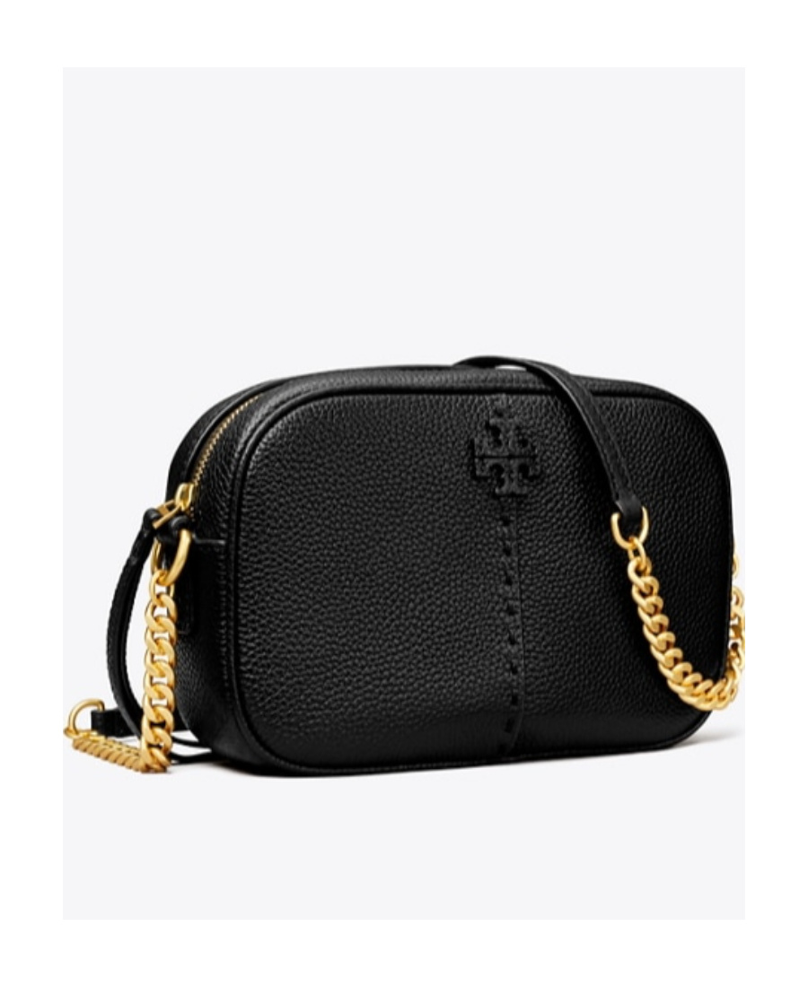 Tory Burch Mcgraw Leather Camera Bag In Black