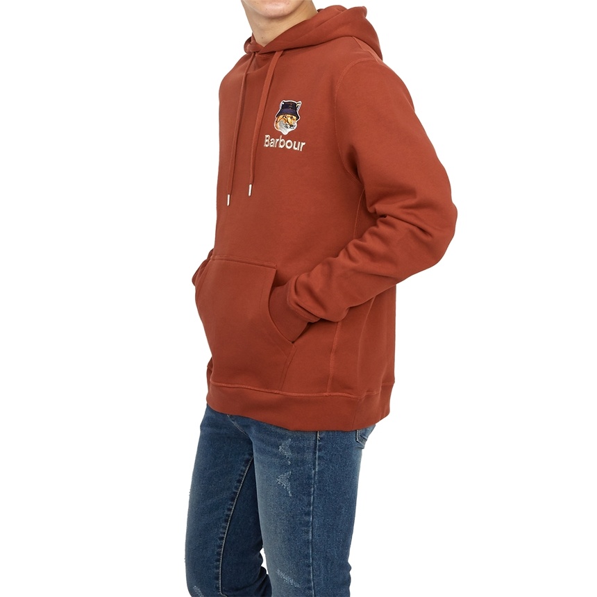 Shop Barbour Logo Cotton Hooded Sweater In Red