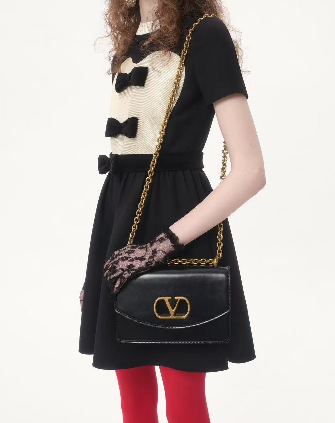 Valentino Double-bow Mini Dress In Wool In Black