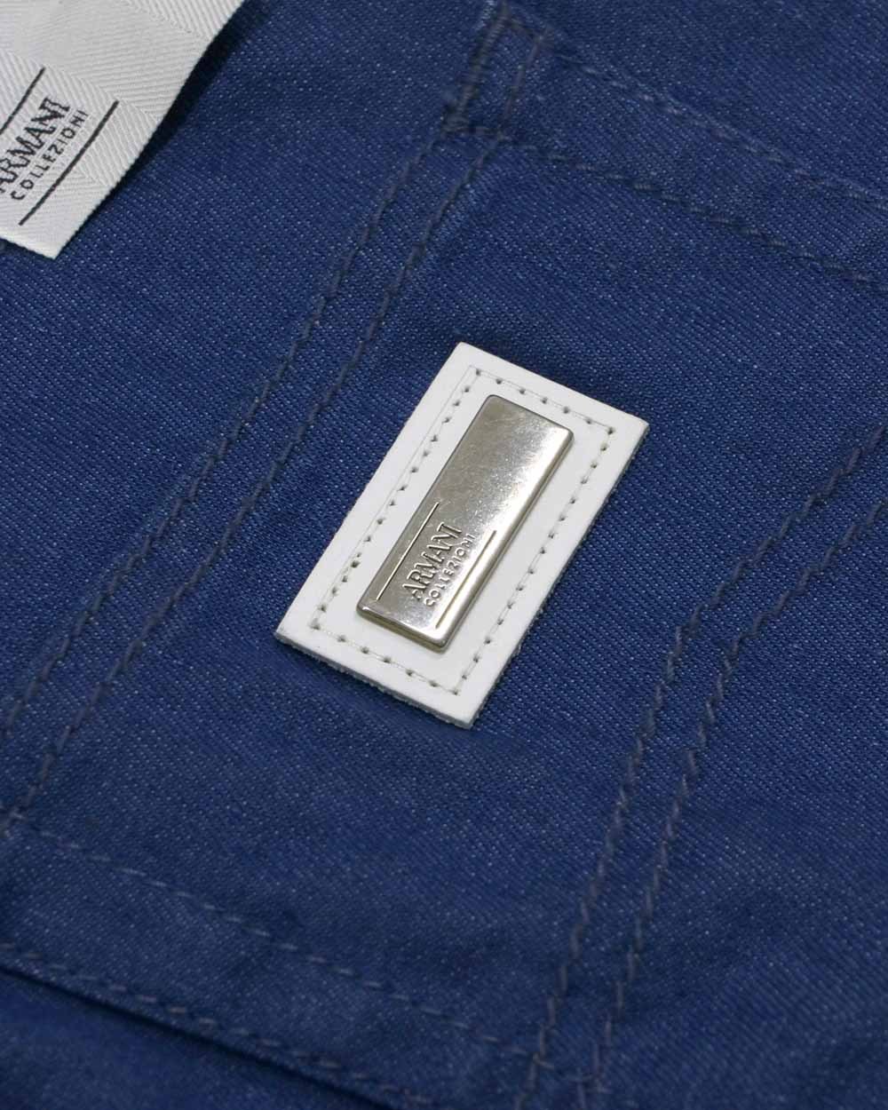 Shop Armani Collezioni Logo Jeans In Blue