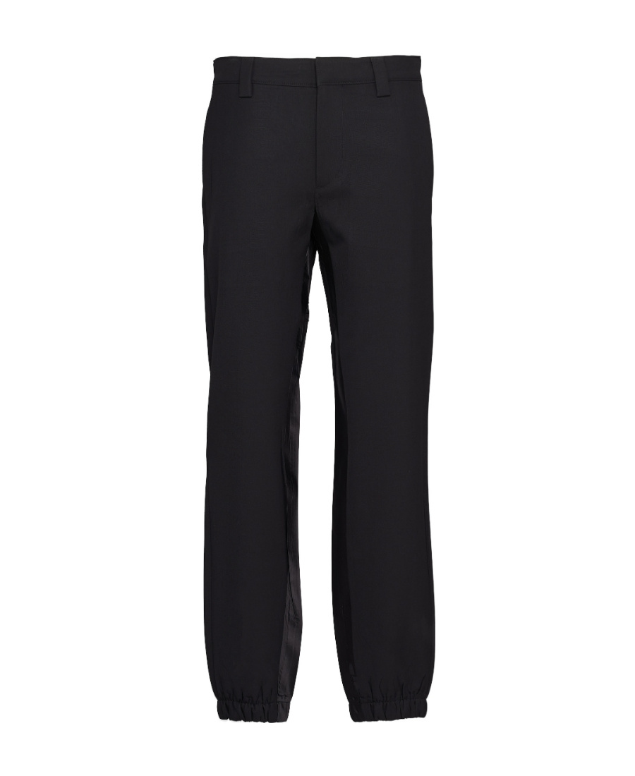 Prada Logo-plaque Tailored Trousers In Black