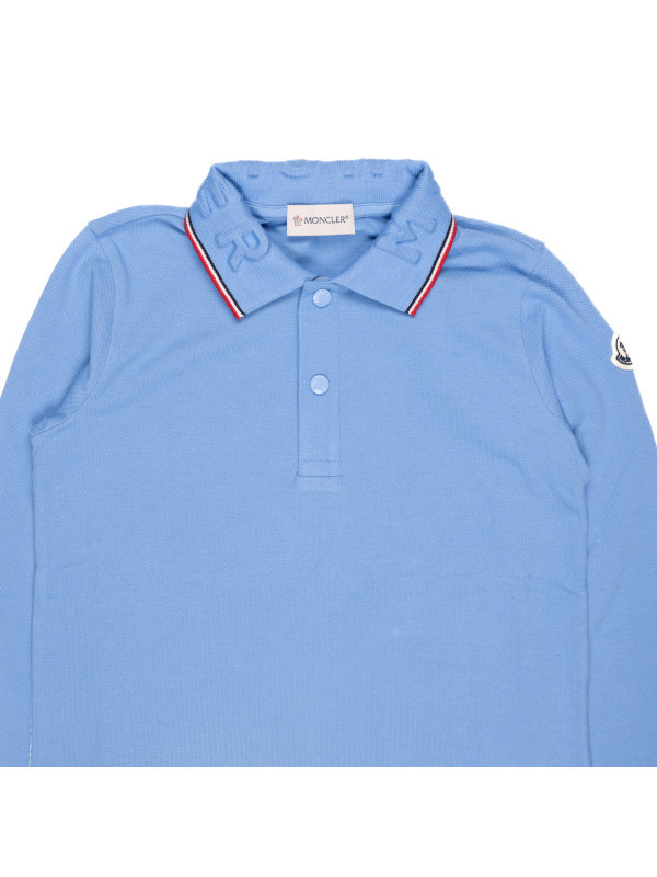Moncler Long-sleeved Polo Shirt In Blue