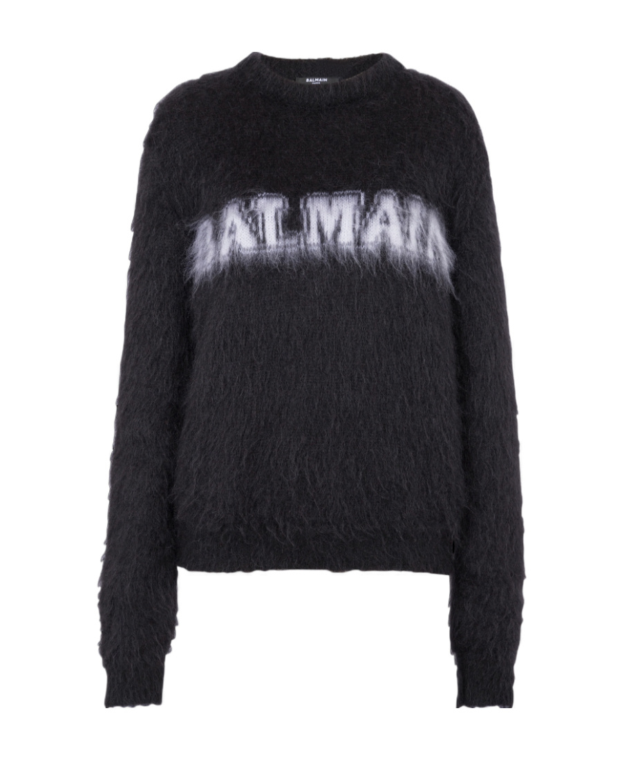 Balmain Black Mohair Sweatshirt In Black