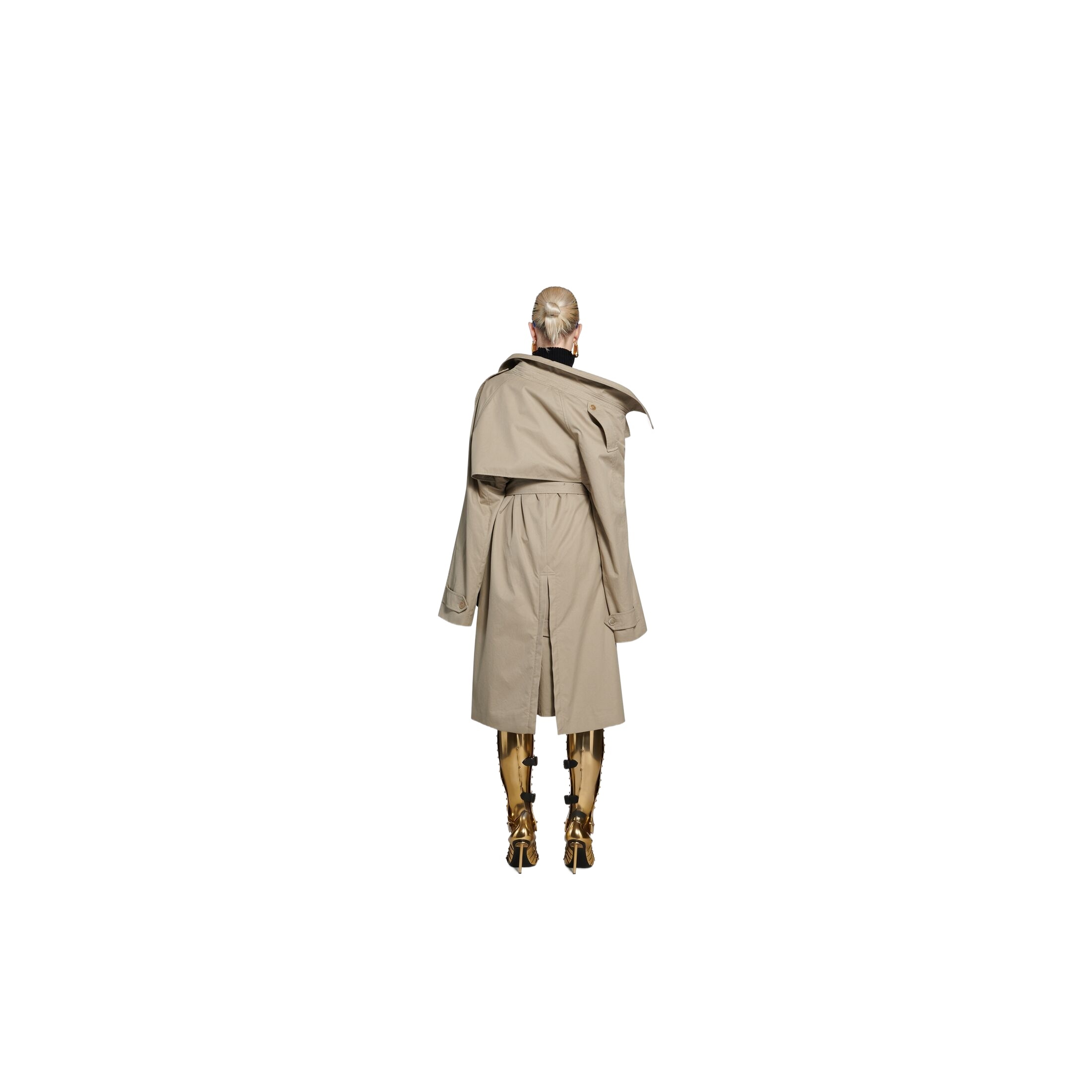 Shop Balenciaga Asymmetric-lapel Trench Coat In Nude