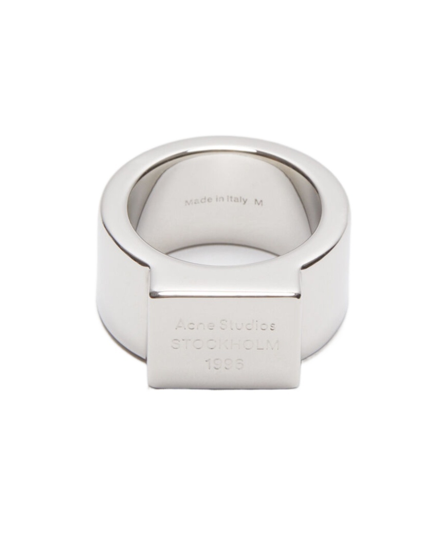 Shop Acne Studios Logo-engraved Signet Ring In White