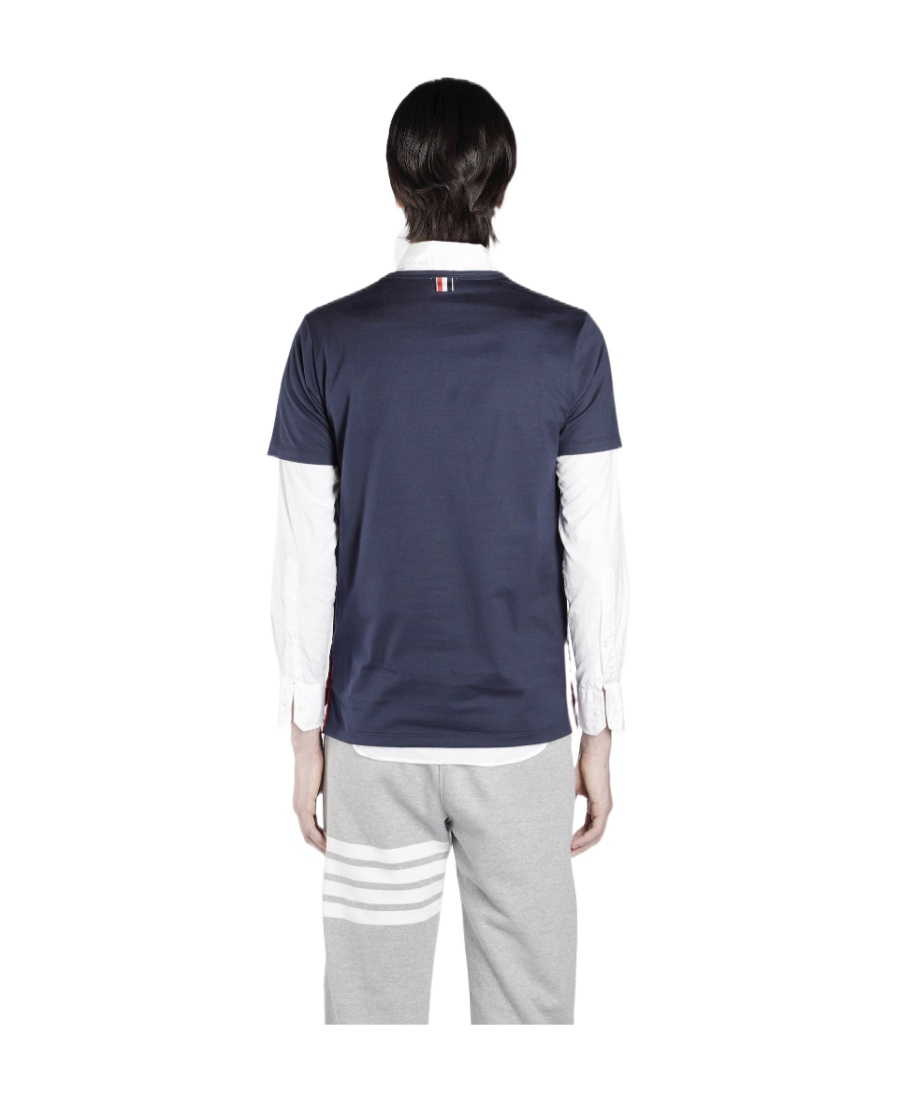 Thom Browne Jersey Cotton Short Sleeve Pocket Tee In Blue
