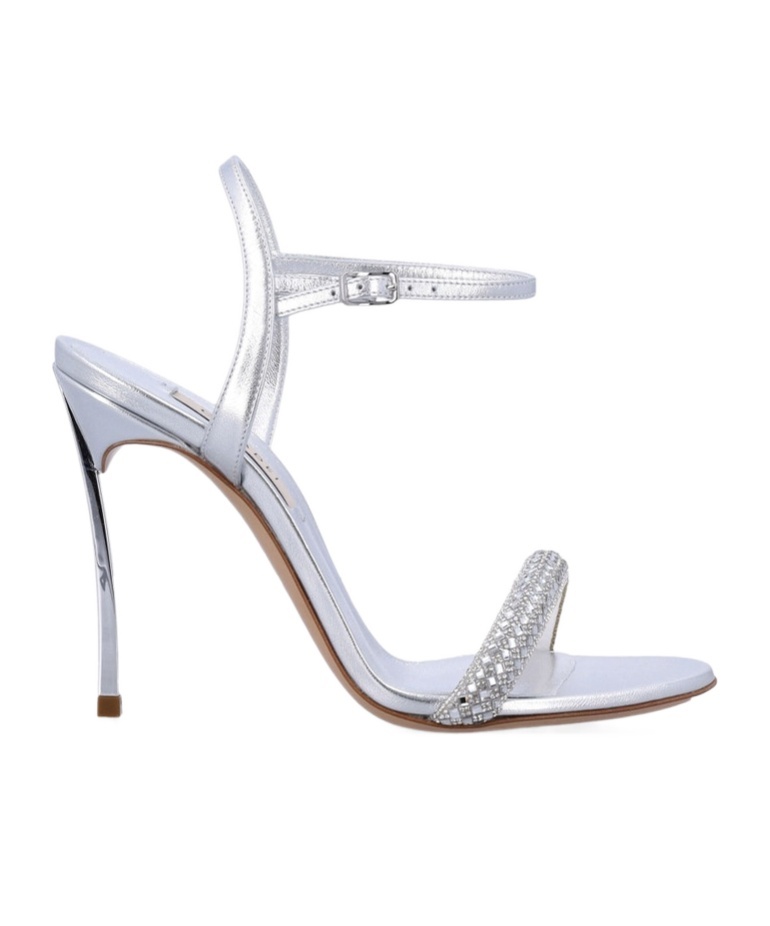 Casadei Julia 100 Leather Stiletto Sandals In Silver