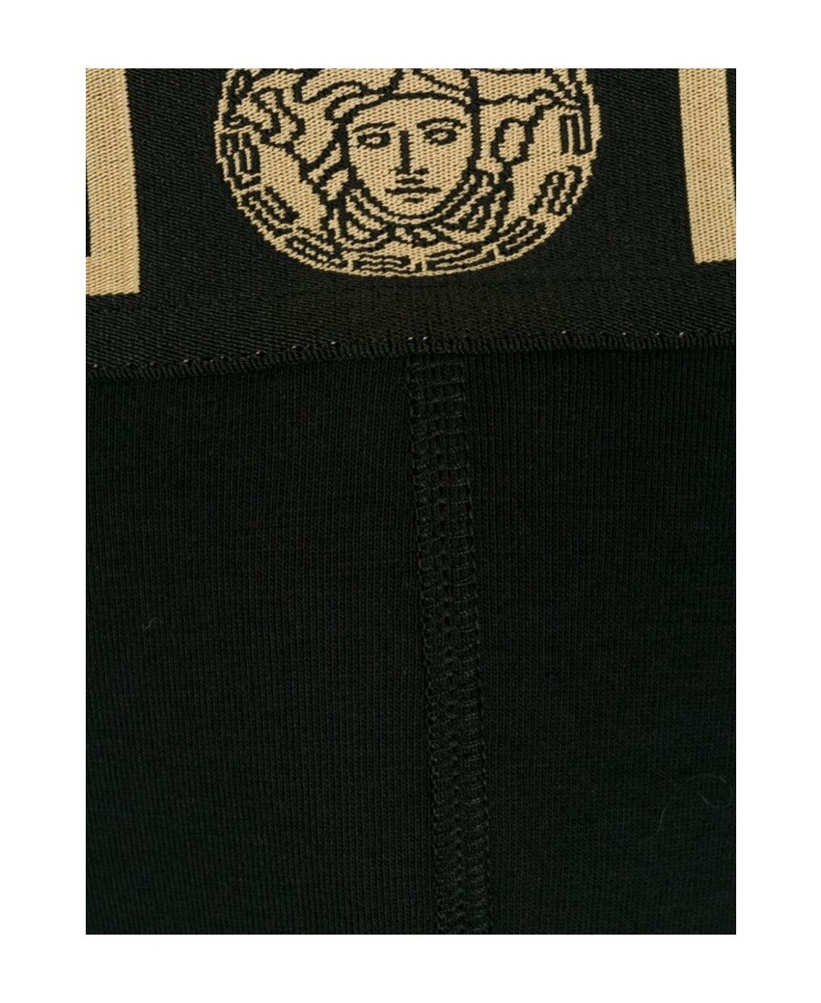Versace Black Briefs With Elastic Waist With Medusa Print In Black