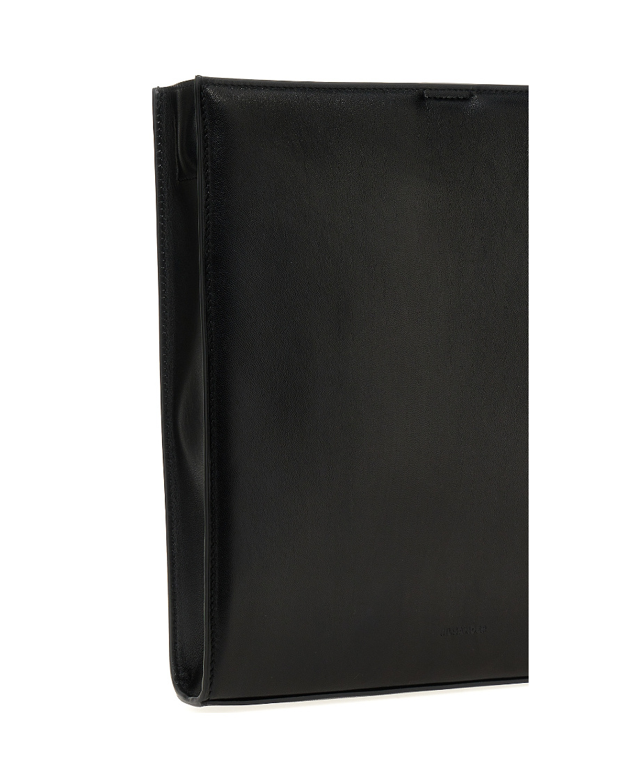 Jil Sander Black Leather Medium Tangle Shoulder Bag In Black