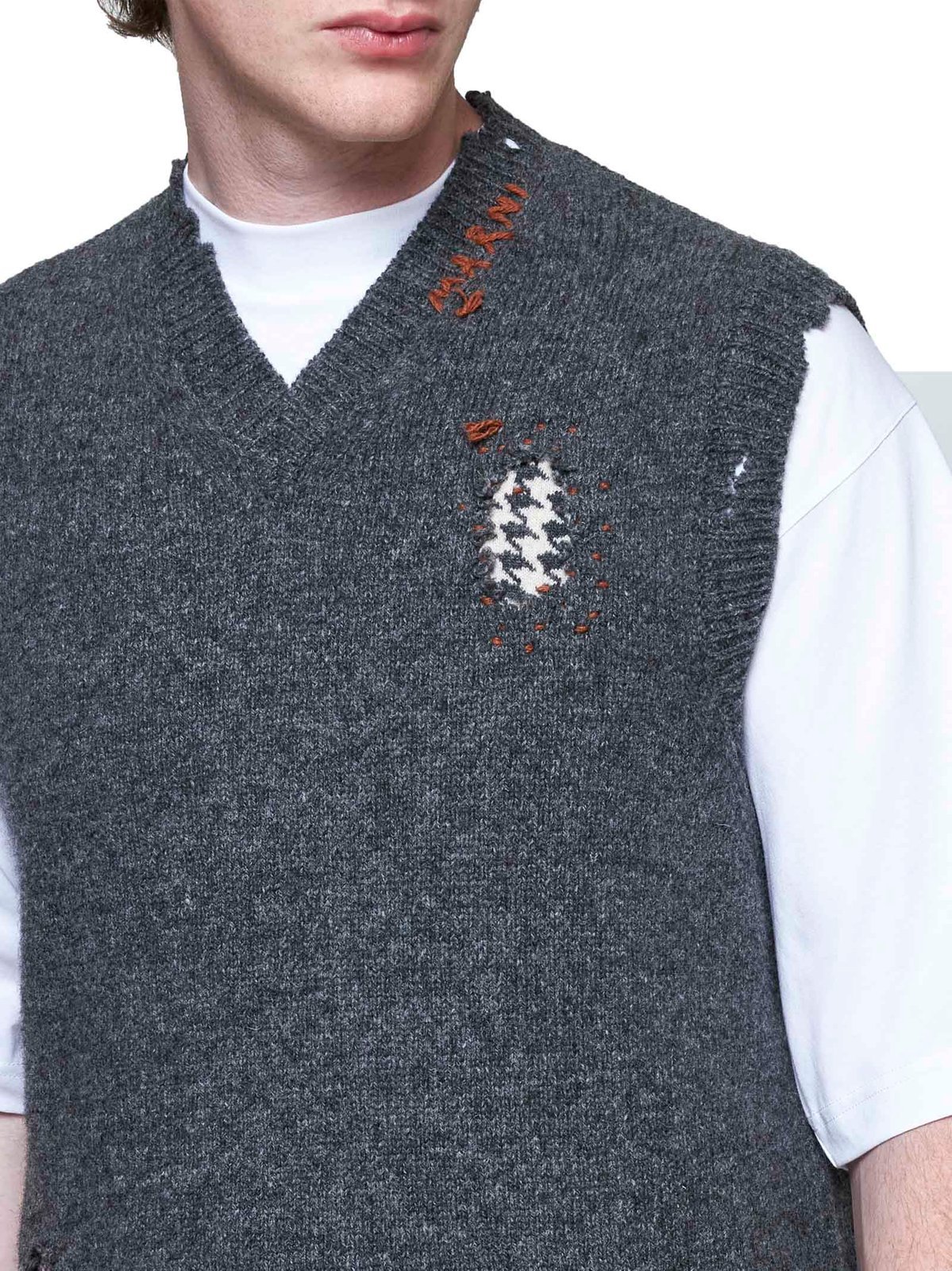 Marni Patch-detail Virgin Wool Vest In Black