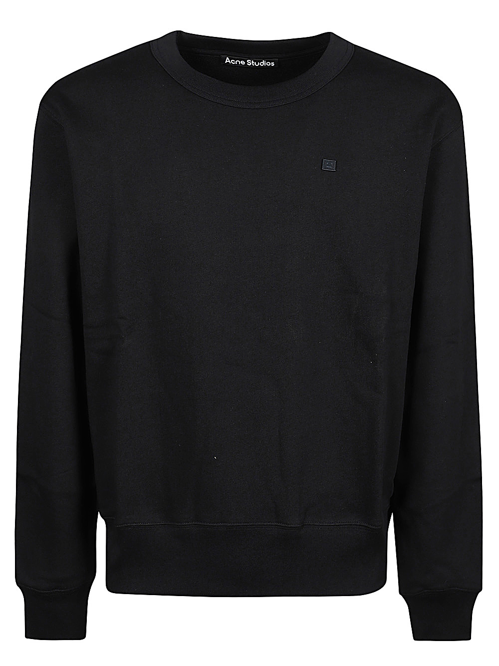 Acne Studios Face Logo Patch Jersey Sweatshirt In Black
