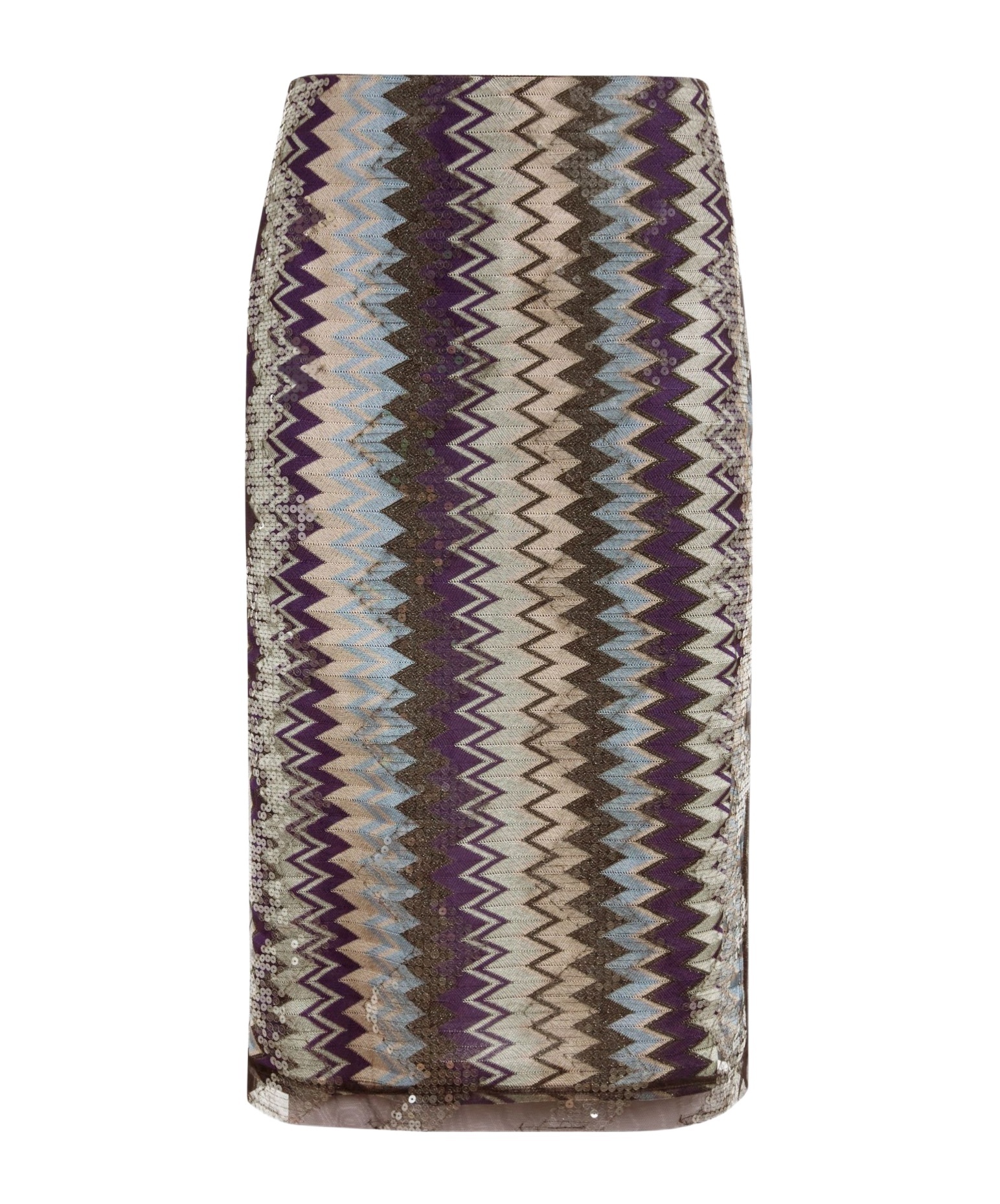 Missoni Pailletten-midirock Mit Zickzackmuster In Gray