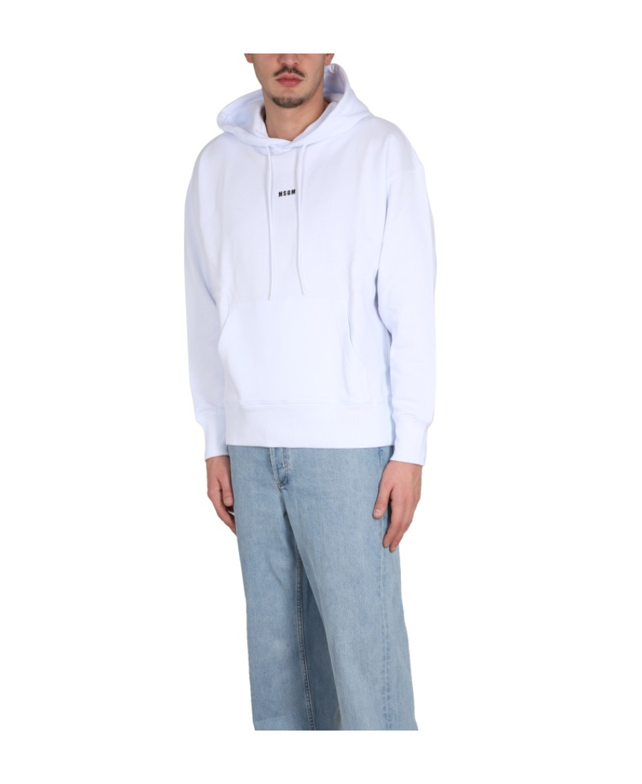 Msgm Sweatshirt With Micro Logo In White