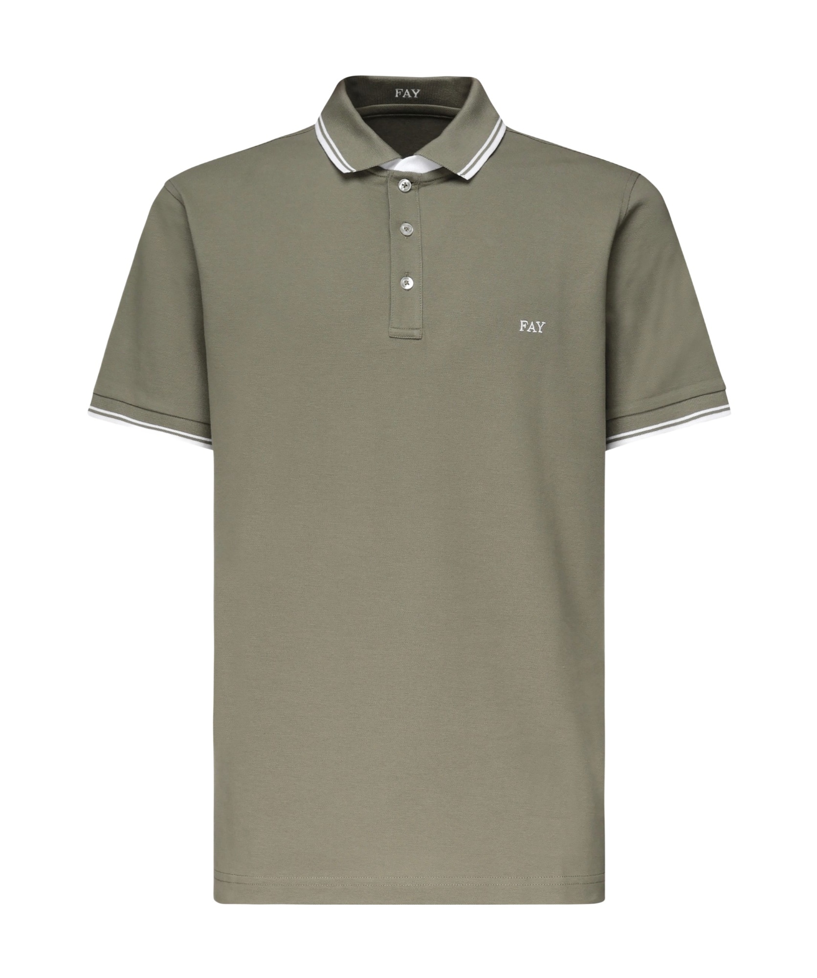 Fay Logo-embroidered Polo Shirt In Gray