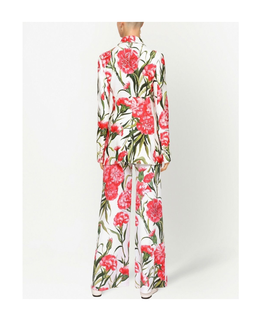 Dolce & Gabbana Multicolor Double-breasted Jacket With All-over Garofani Print In Multicolor