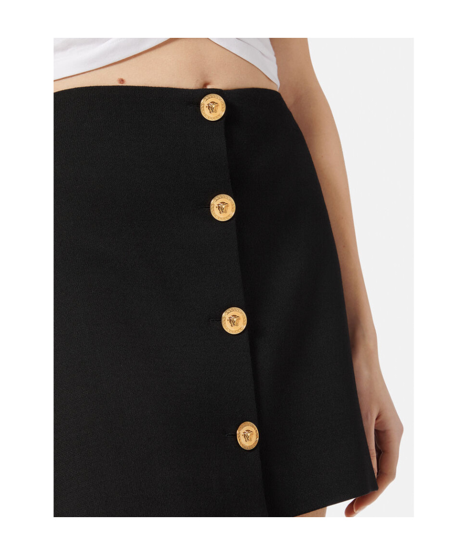 Versace Medusa A-line Wool Skirt In Black