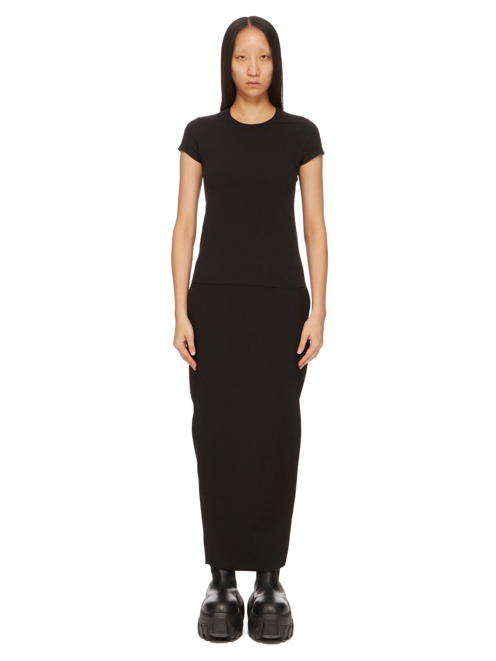 Rick Owens Level Cropped T-shirt In Black