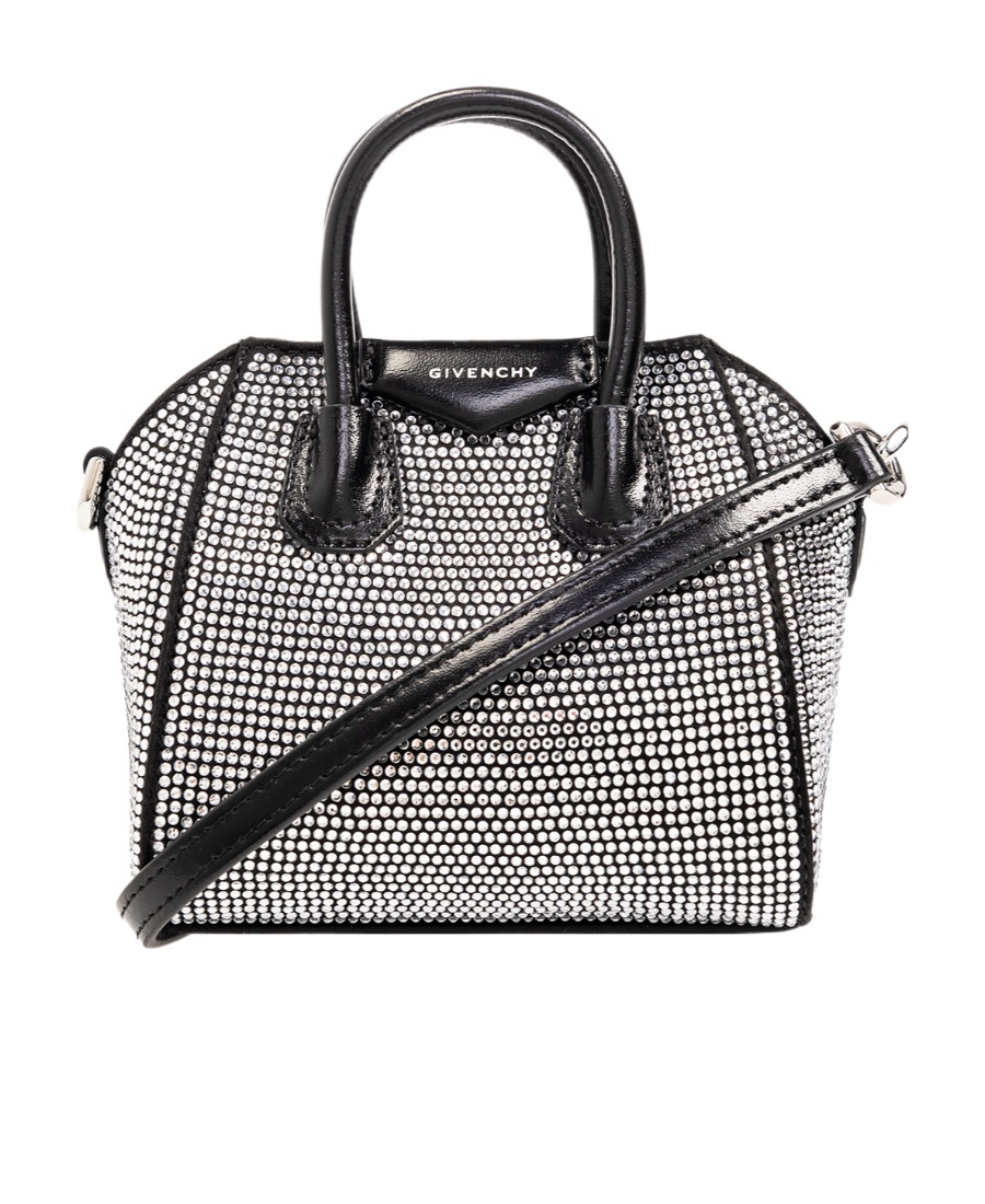 Givenchy Antigona Rhinestone-embellished Mini Bag In Black