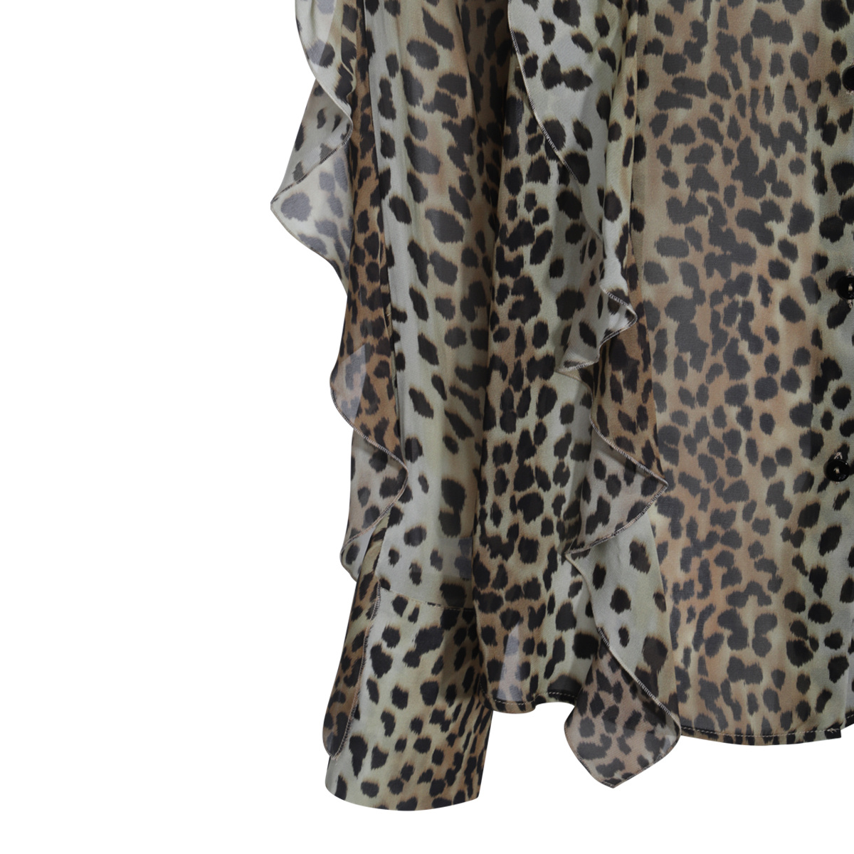Blumarine Silk Chiffon Leopard Shirt In Animal Print