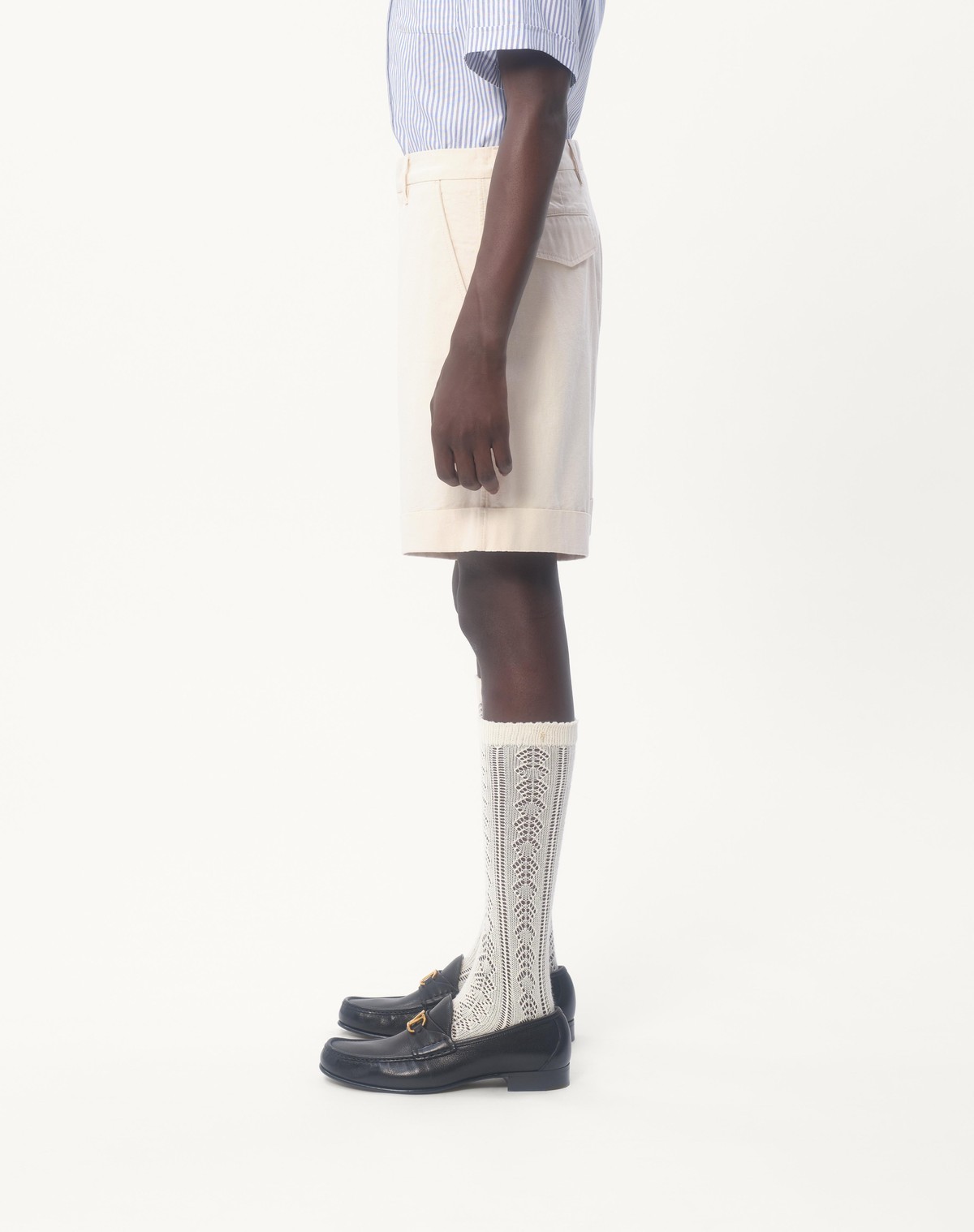 Valentino Ecru Cotton And Linen Bermuda Shorts In White